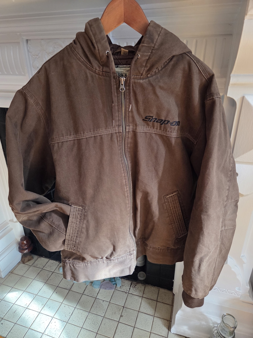 Snap-On Tools canvas hooded work jacket - Medium Men's Tobacco/Brown